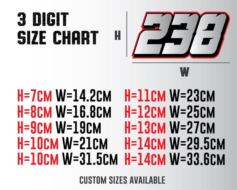 3x Custom Racing Number Stickers Decals for Motorcycle Car Kart MX UV ...