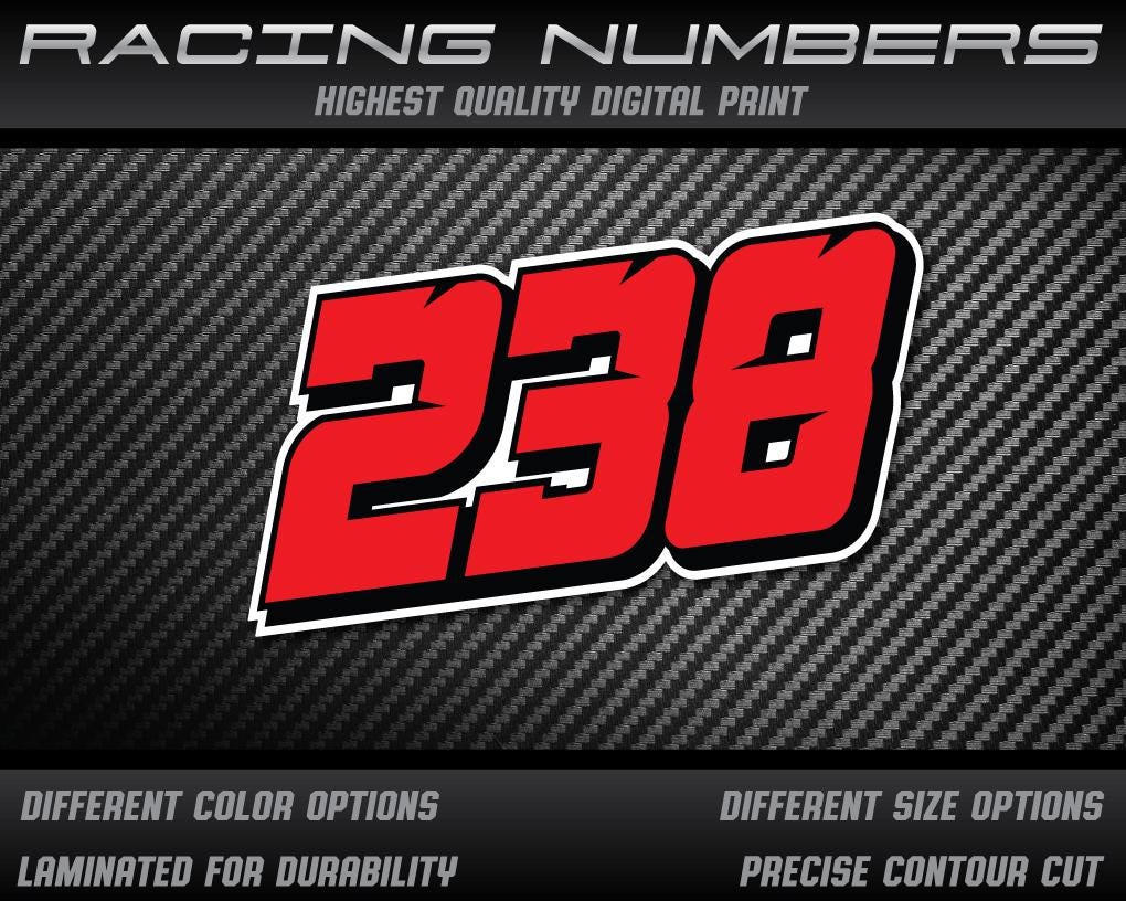 Custom Racing Numbers Stickers Decals for Motorcycle Car Kart MX UV ...