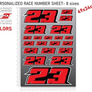 Feuille de numéros de course personnalisée 49x34cm autocollants décalcomanies moto voiture karting motocross MX piste dirt bike laminé UV