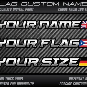 Fahrrad Rennstrecke Auto Fahrrad Kart Motorradhelm benutzerdefinierte personalisierte Name Team Flagge Aufkleber Aufkleber laminiert