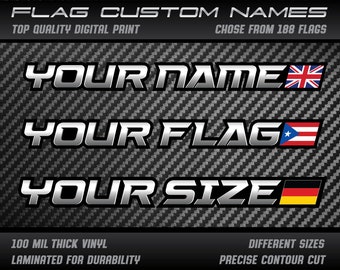 Bicycle race track car bike kart motorcycle helmet custom personalized name team flag stickers decals Laminated