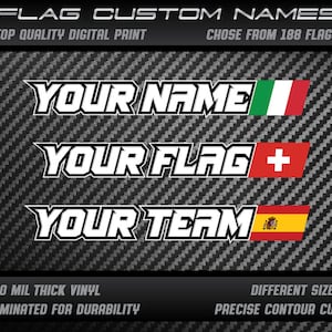 Bicycle race track car bike kart motorcycle helmet custom personalized name team flag stickers decals Laminated