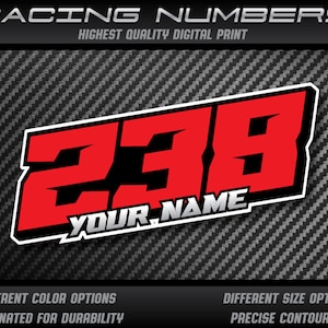 3x Personal Custom Race number and name plate stickers decals graphics motorcycle car kart motocross MX track bike racecar UV Laminated