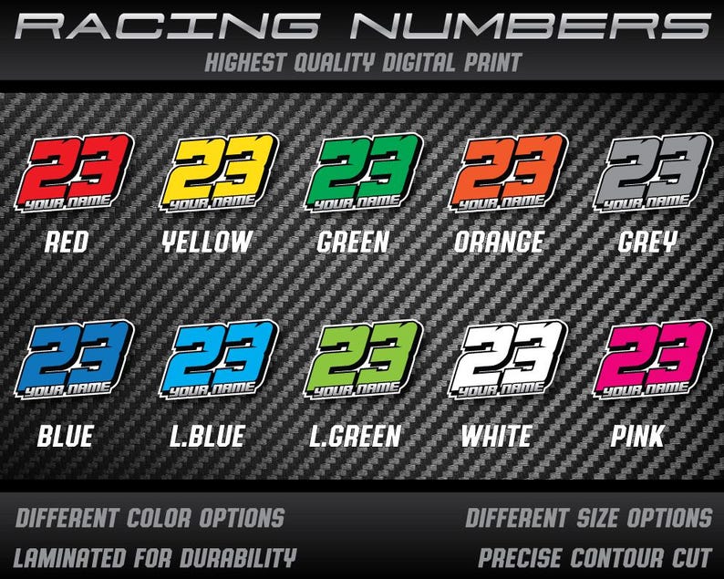 3x Custom Racing Number Stickers Decals for Motorcycle Car Kart MX UV ...