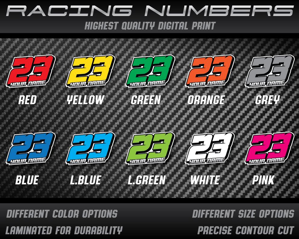 3x Custom Racing Number Stickers Decals for Motorcycle Car Kart MX UV ...