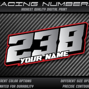 3x Personal Custom Race number and name plate stickers decals graphics motorcycle car kart motocross MX track bike racecar UV Laminated
