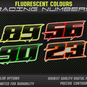 Neon Racing Racing Sticker 3 X Fluo Neon Color Custom Racing Numbers Stickers Decals Graphics Race ...