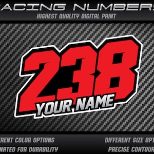 Zahlen Aufkleber Motorrad Startnummer mit Name amerikanischer Style