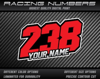 3x numéro de course personnalisé et autocollants décalcomanies graphiques moto voiture kart motocross piste vélo voiture de course UV laminé