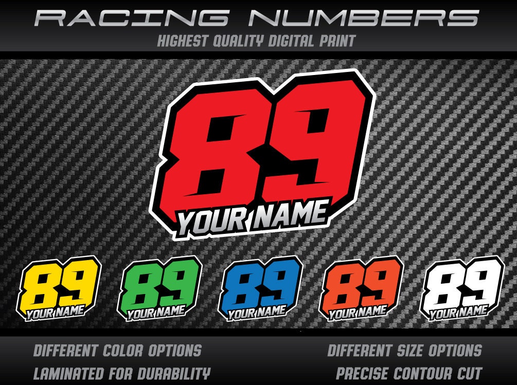 Custom Race Number Decals: Personalized Name Plate Stickers - Etsy