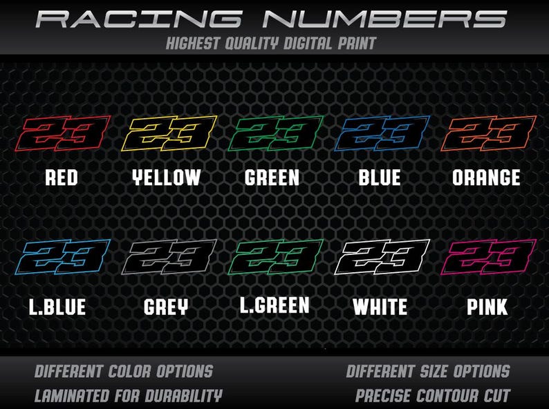 Custom Racing Number Decals: UV Laminated Vinyl Stickers - Etsy