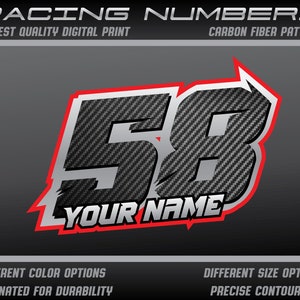 3x Personal Custom Race number and name plate stickers decals graphics motorcycle car kart motocross MX track bike racecar carbon