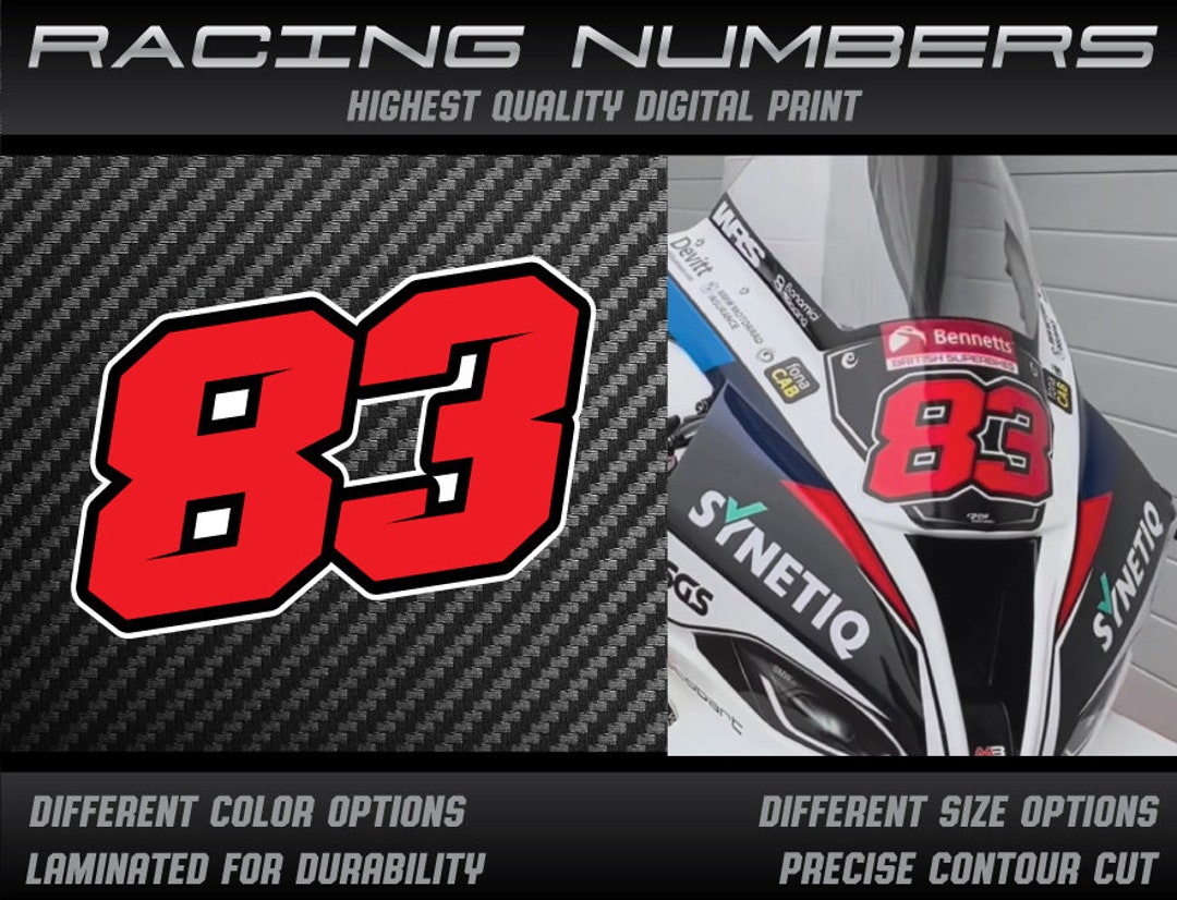 Numeri Adesivi da Gara per moto Racing (Facon) di diversi colori