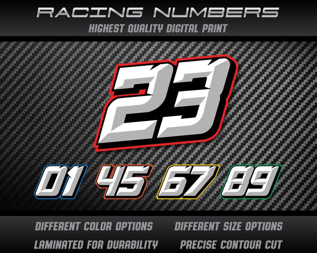 3 X Custom Racing Numbers Vinyl Stickers Decals Graphics Race ...