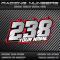 Race Numbers Decal Set: UV Laminated Custom Name, Vinyl Number Stickers, Personalized Racing Numbers product logo