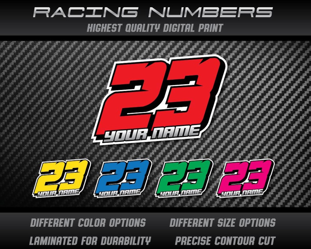 3x Custom Racing Number Stickers Decals for Motorcycle Car Kart MX UV ...