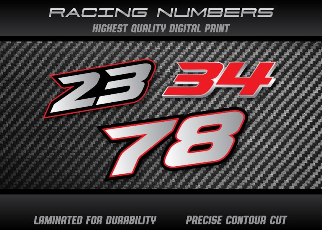 Laminated Racing Number Stickers: Motorcycle, Car, Karting Decals ...