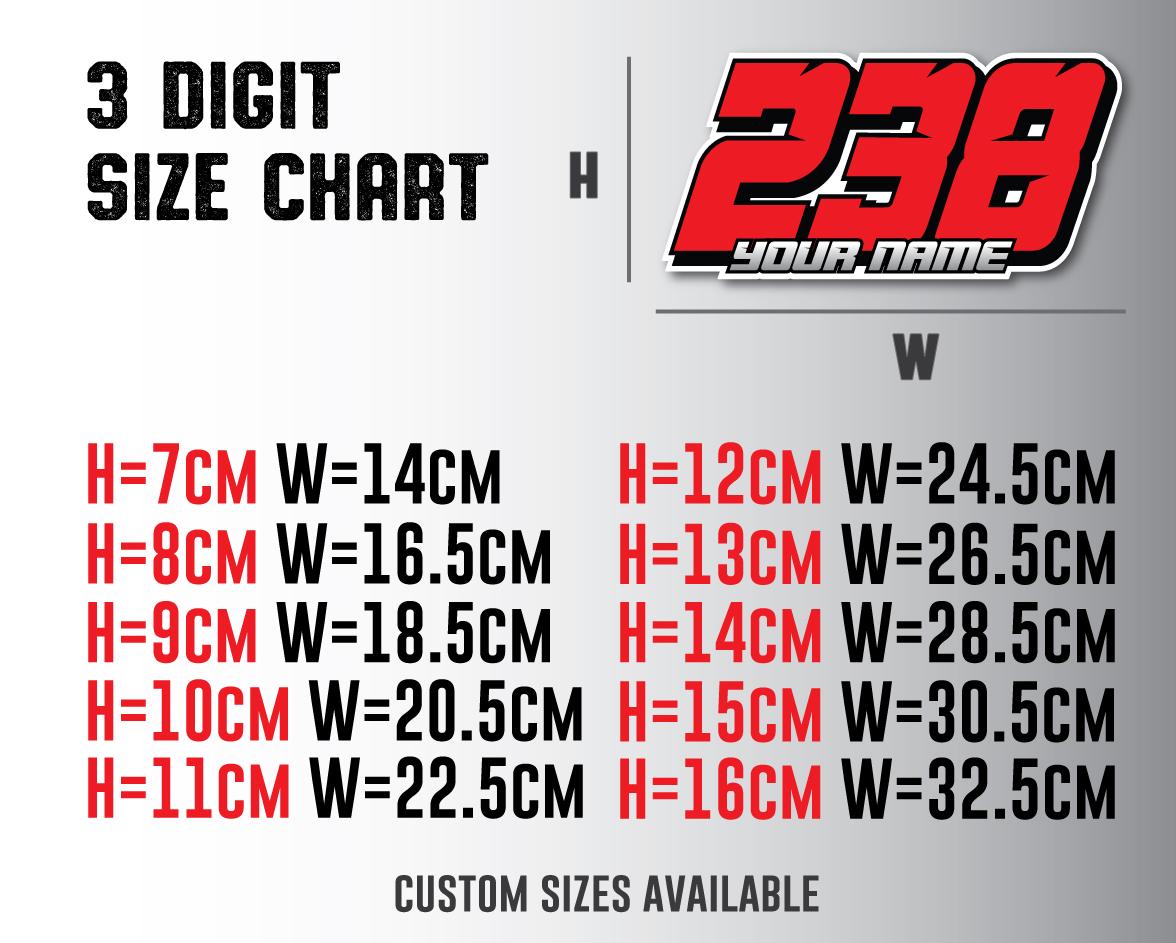 3x Custom Racing Number Stickers Decals for Motorcycle Car Kart MX UV ...