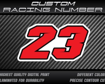 Custom Race Number Stickers: Laminated Vinyl Decals