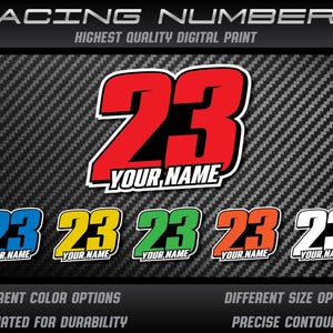 3x Personal Custom Race number and name plate stickers decals graphics motorcycle car kart motocross MX track bike racecar UV Laminated