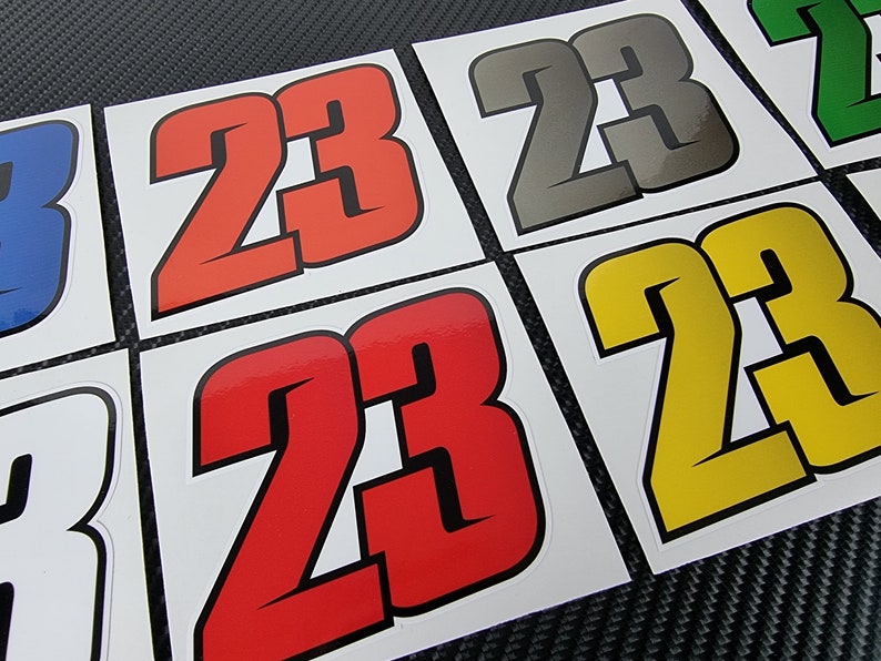 Custom Racing Number Decals: UV Laminated Vinyl Stickers (set of 3) - Etsy