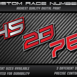 3x Personal custom Race numbers stickers decals graphics racing motorcycle car karting motocross MX track dirt bike Laminated UV