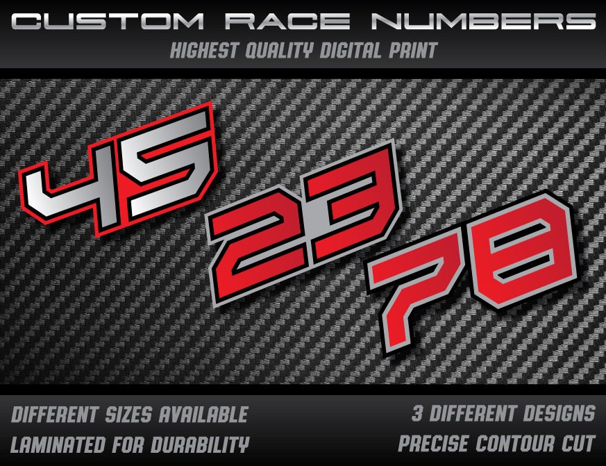 3x Custom Number Plate Decals Stickers Name Motocross Race Heavy Duty Laminated