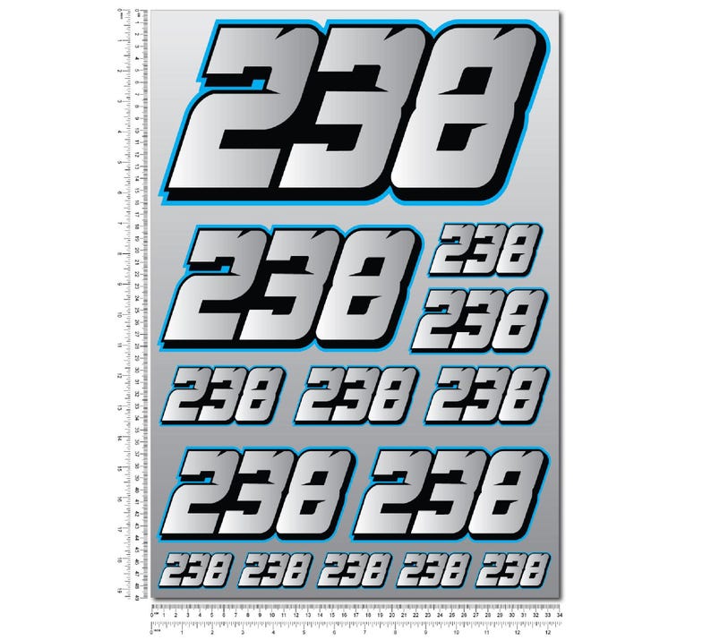 Custom Race Number Sheet: Laminated Stickers Set, Motorcycle, Race Car ...