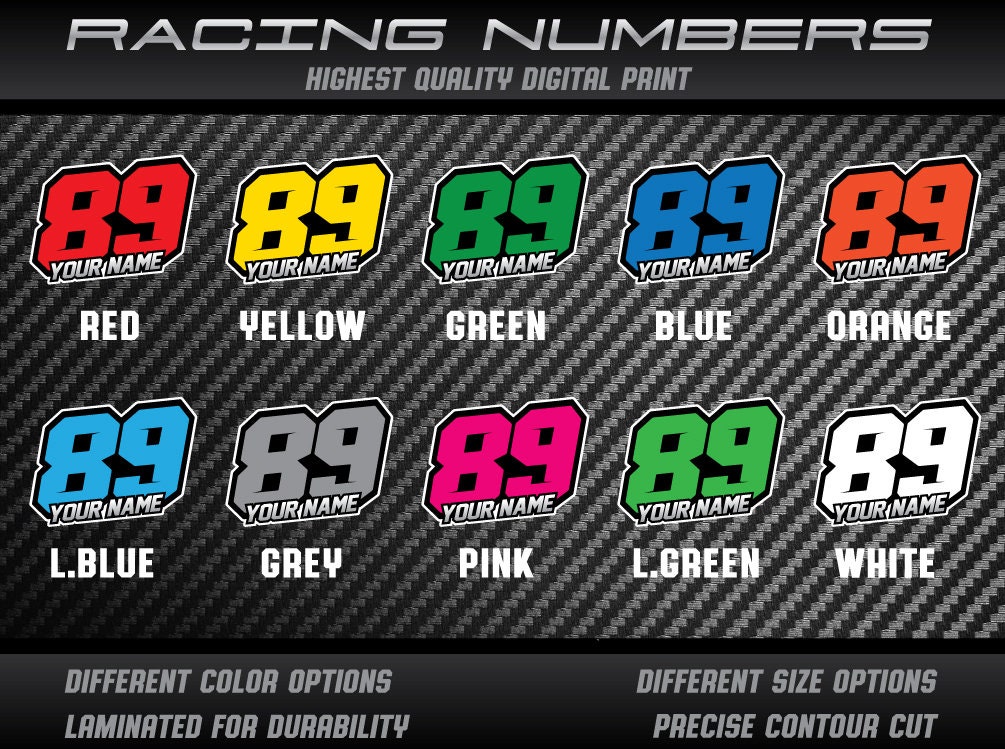 Custom Race Number Decals: Personalized Name Plate Stickers - Etsy