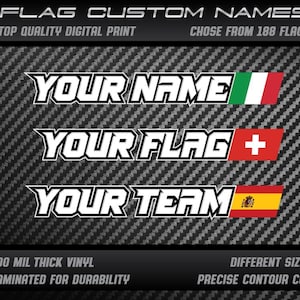 Adesivi personalizzati per bici da corsa, pista da corsa, auto, bici, kart, moto, casco, nome personalizzato, bandiera, decalcomanie, laminato