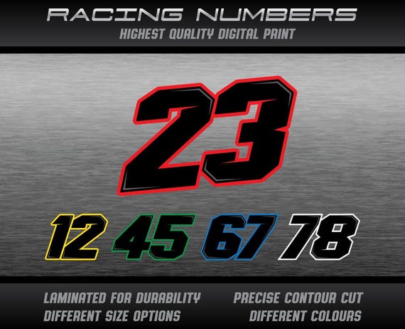 3 X Custom Racing Numbers - Vinyl Stickers / Decals Laminated - Race - Foto 11