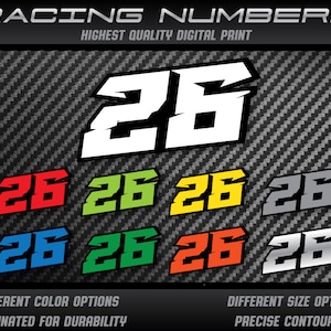 3 x numéros de course personnalisés autocollants en vinyle décalcomanies graphiques course moto voiture kart MX piste dirtbike UV laminé
