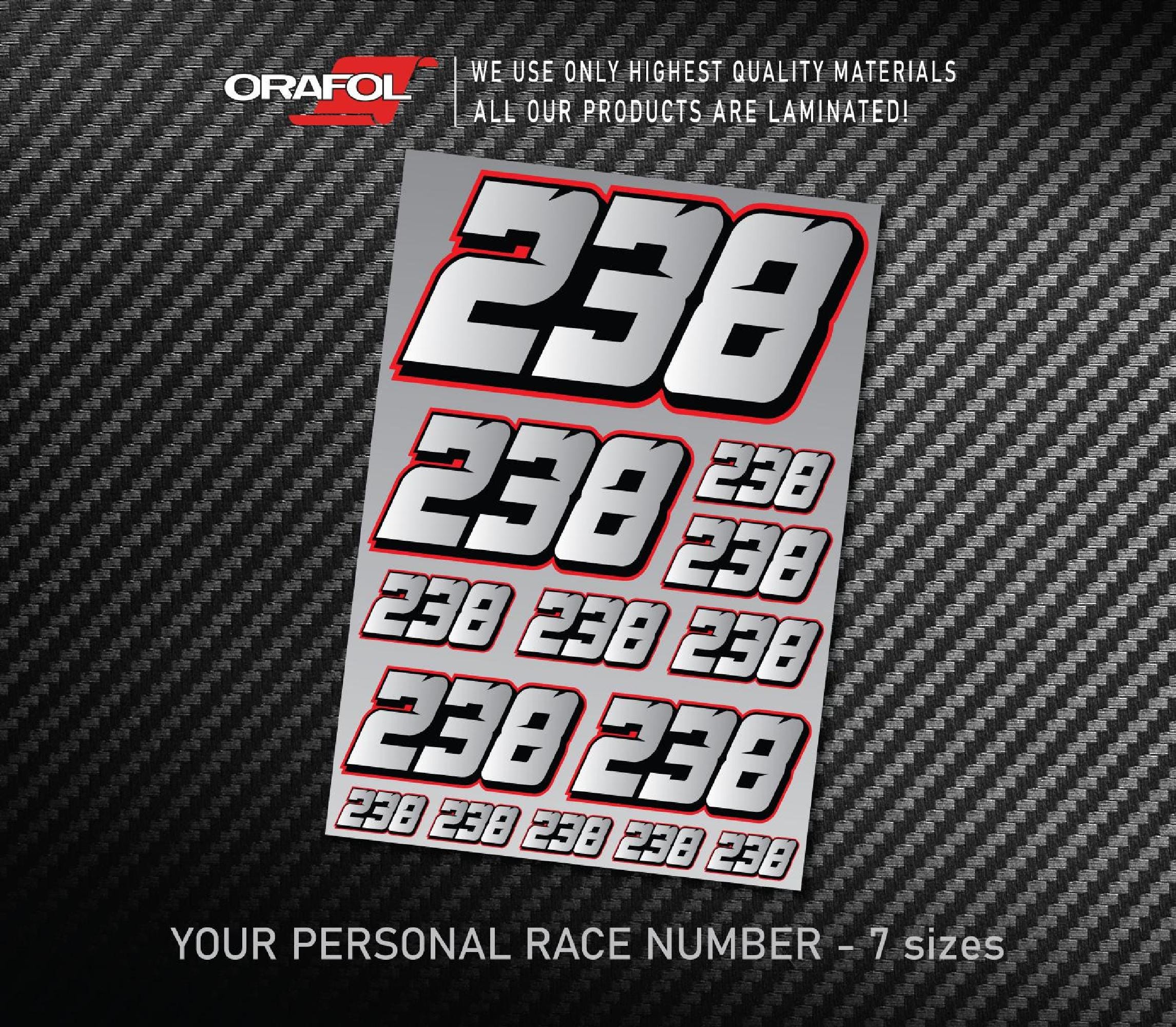 Custom Race Number Sheet: Laminated Stickers Set, Motorcycle, Race Car ...