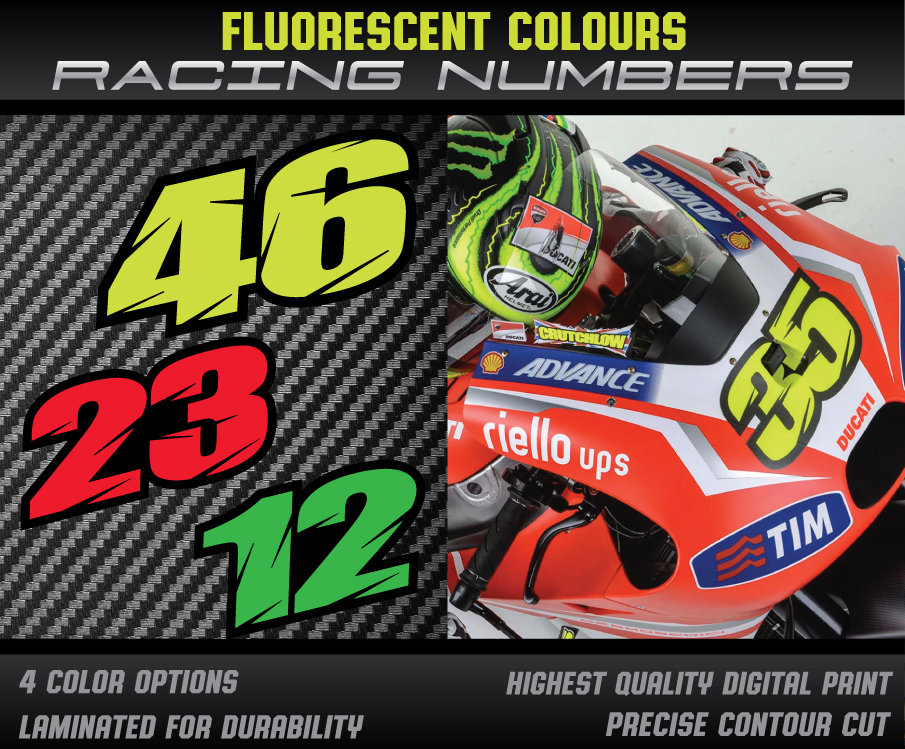 Crutchlow Motogp Style Fluorescent Race Number Stickers - UV Laminated ...