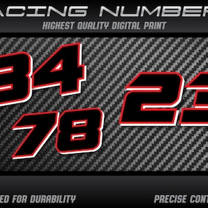 Race numbers stickers decals graphics racing motorcycle car karting motocross MX track bike racecar Laminated UV