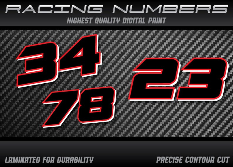 Laminated Racing Number Decals: Custom Stickers for Motorcycle, Car ...