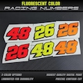Race Numbers Decals Fluorescent Vinyl: Custom UV Laminated Stickers for Motorcycles bike car - Set of 3 product logo