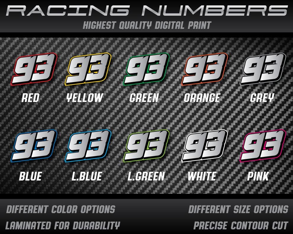 3x Custom Racing Number Stickers Decals for Motorcycle Car Kart MX UV ...