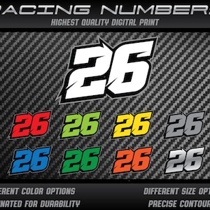 3 x custom Racing numbers vinyl stickers decals graphics race motorcycle car kart motocross MX track dirtbike UV Laminated