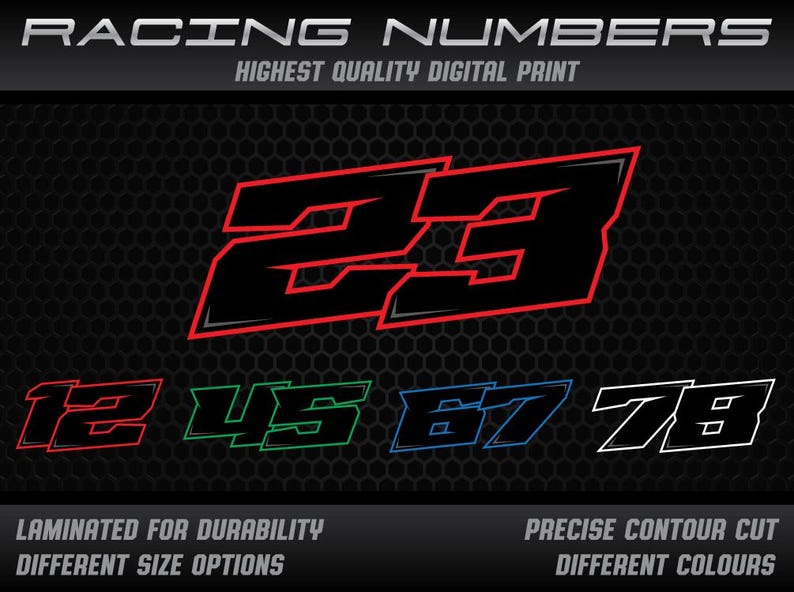 Custom Racing Number Decals: UV Laminated Vinyl Stickers - Etsy