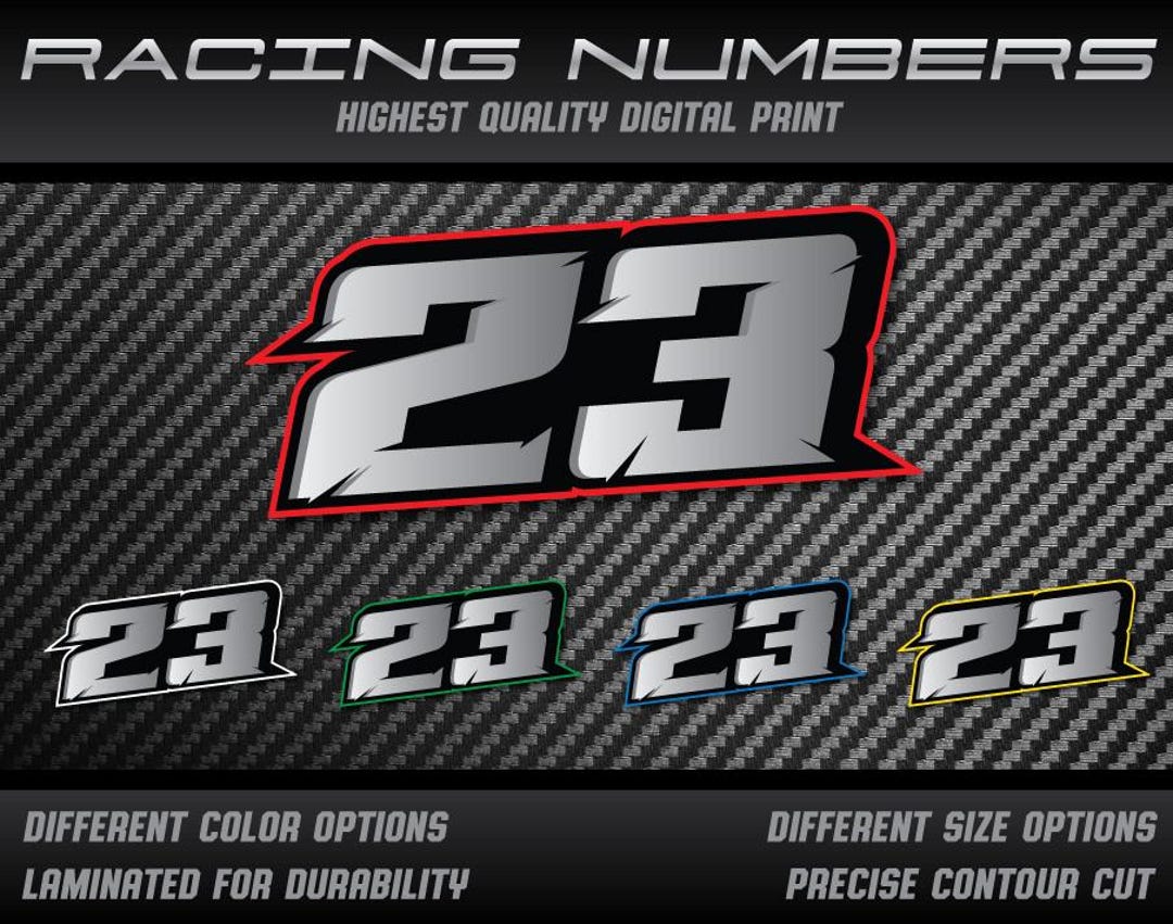 X Number Racing Decal Racing Number Decals: Custom Vinyl Stickers, UV Laminated (set of 3) - Etsy