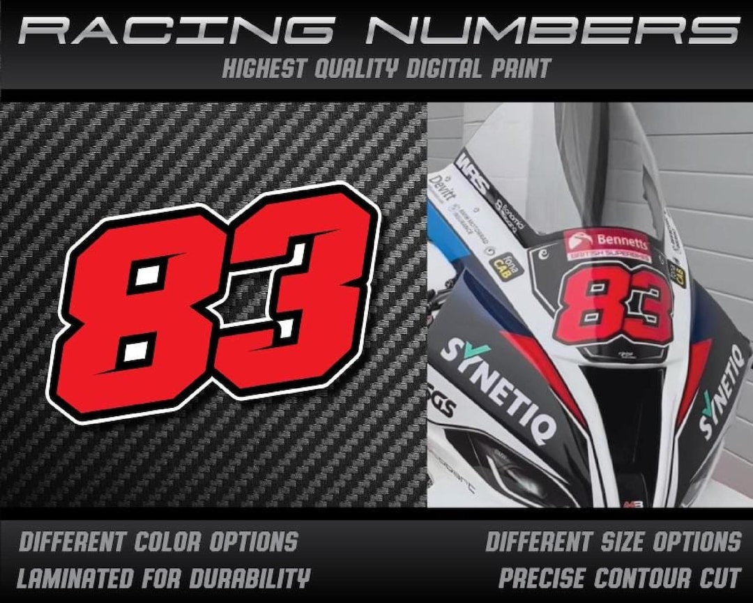 Custom Racing Number Decals: Laminated Vinyl Stickers - 3 Pack - Etsy