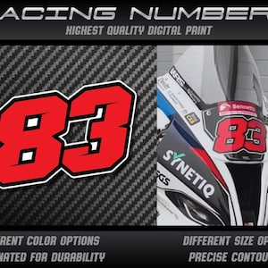 Aangepaste stickers met racenummer: gelamineerde vinylstickers - set van 3
