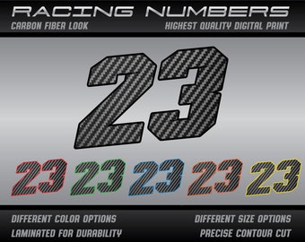 Stickers dossards aspect fibre de carbone : stickers personnalisés, laminés UV