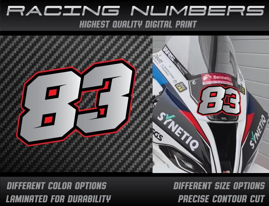 Custom Racing Number Decals: UV Laminated Vinyl Stickers (set of 3) - Etsy