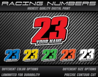 3x numéro de course personnalisé et autocollants décalcomanies graphiques moto voiture kart motocross piste vélo voiture de course UV laminé