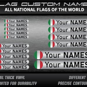 Fiets racebaan auto fiets motorhelm karten Custom gepersonaliseerde naamstickers tekst met vlag stickers verschillende maten Gelamineerd