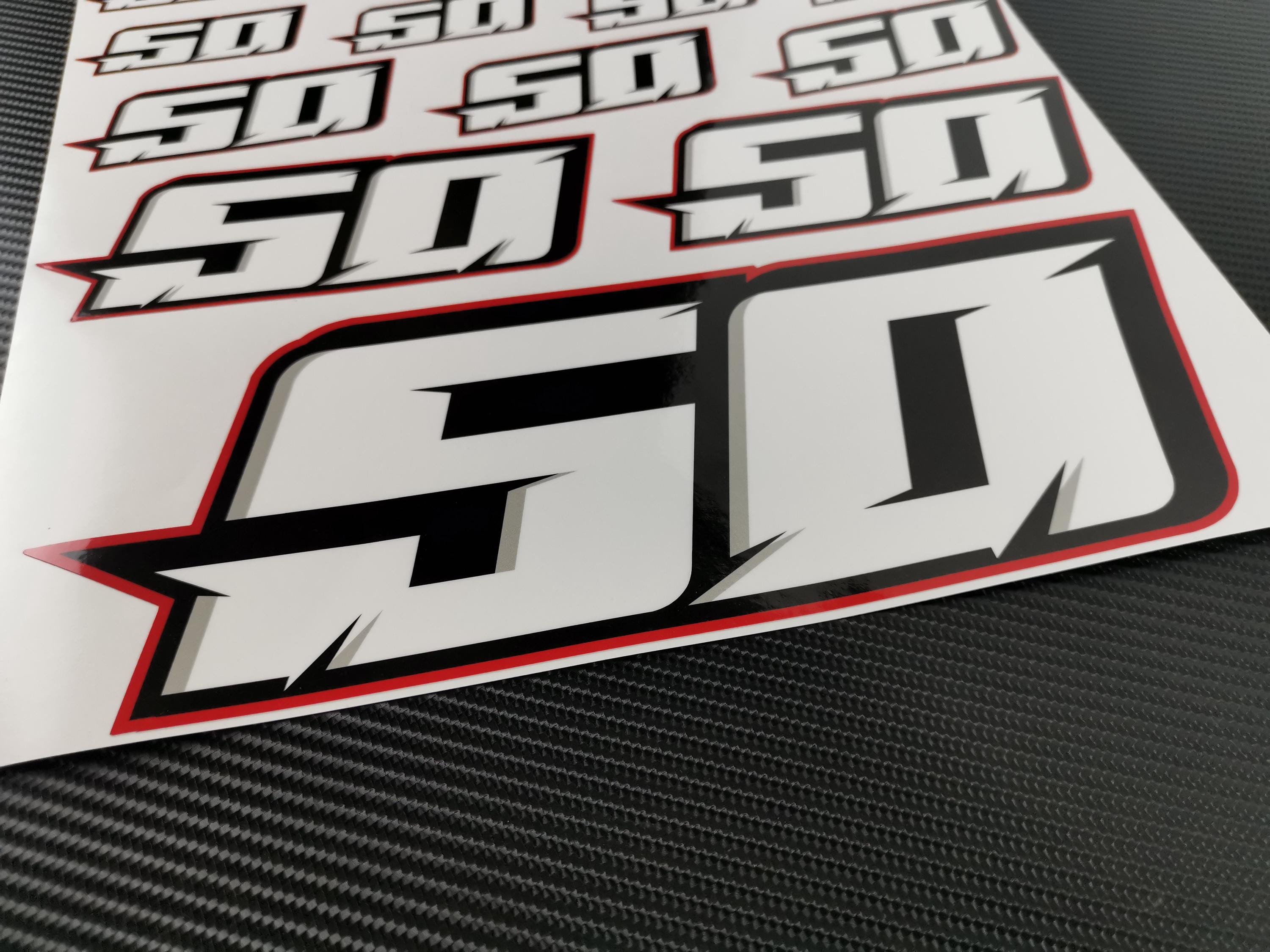 Custom Race Number Stickers: Laminated Decals, Motorcycle, Karting ...