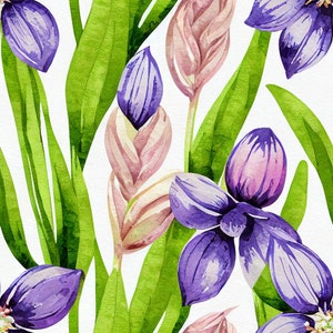 28 Inch Square Decorative Patterns for Paper & Craft Printing Garden_Hyacinth_2_Watercolor_Seamless_Pattern