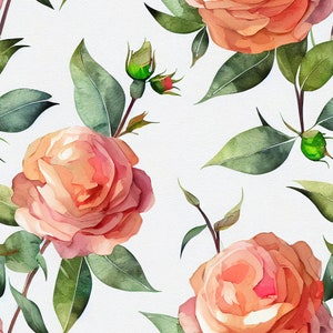 28 Inch Square Decorative Patterns for Paper & Craft Printing Garden_Roses_Watercolor_Seamless_Pattern